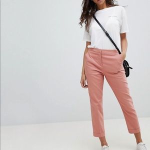 ASOS Petite Pink Linen Tailored Pants